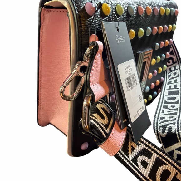 Karl Lagerfeld Black Crossbody Bag with Multicolor Studs - Picture 2 of 2